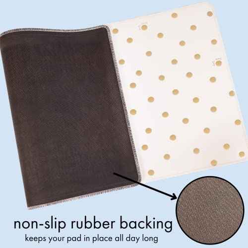 Kate Spade New York Decorative Desk Pad, Vegan Leather Keyboard and Mouse Pad for Desktop, Gold Dot with Script