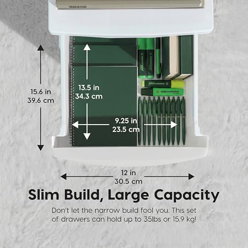 IRIS USA 4-Drawer Slim Storage Organizer, White Matte Front (Narrow)