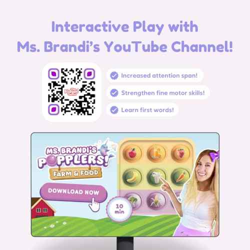 The Fidget Game Popplers, Toddlers Early Learning & Educational Fidget Toy, Food & Farm Animals Popping Games, Teacher Must Have for Matching, Sound Recognition and First Words, 6 Mini-Games Included