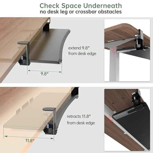 Extra Large Keyboard Tray Under Desk - Slide Out with Sturdy C-Clip Mount System, 31.5" (35.8" Including Clamps) x 11.8" Put-Out Keyboard Tray Computer Drawer for Ergonomic Typing, Black