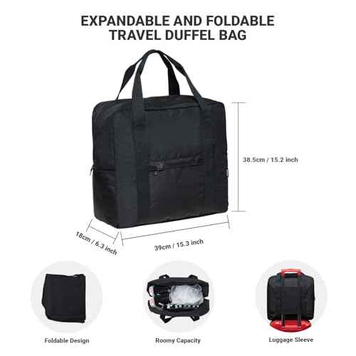 KAUKKO Large Travel Backpack Set -17.8L Multifunctional Backpack with 15.6-Inch Laptop Compartment, Durable Design, 26.6L Waterproof Carry-on Bag, Flight Approved BLACK
