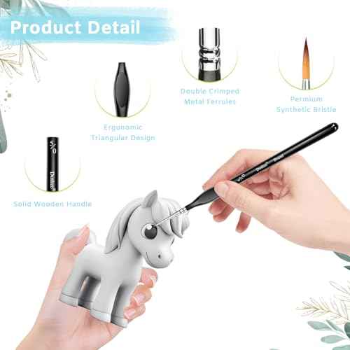 8-Piece Miniature Detail Paint Brushes Set - Precision Round, Filbert & Angular Brushes for Miniature, Model Painting, Watercolor & Figurines - Fine Tip Artist Brush Kit with Ergonomic Handle (Black)