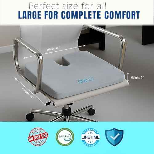 Orthopedic Seat Cushion for Tailbone & Sciatica Pain Relief ? Ergonomic U-Shaped Memory Foam Chair Pad for Office, Car & Home ? Coccyx Support, Back & Hip Comfort, Free Extra Washable Cover