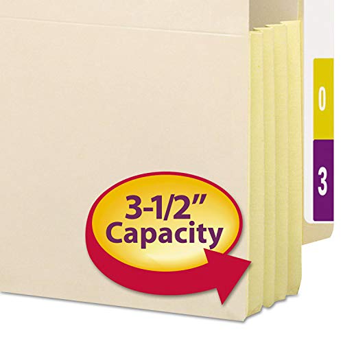 Smead End Tab File Pocket, Reinforced Straight-Cut Tab, 3-1/2" Expansion, Tyvek¢ç-Lined¢ç Gusset, Letter Size, Manila, 10 per Box (75164)
