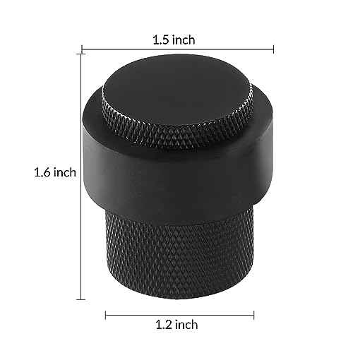 1-1/2 Inch Length 1-3/5 Height Cylindrical Floor Mount Door Stopper - Heavy Duty Holder, Brass Hardware, Quiet Doorstop to Protect and Keep Open, 2 Pack, Matt Black