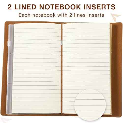 Sabary 8 Pack Vintage Travel Notebooks PU Leather Lined Journals Retro Refillable Travelers Writing Notebook and Card Holders for Men Women, 4.72 x 7.87 Inch, 80 Sheets/ 160 Pages