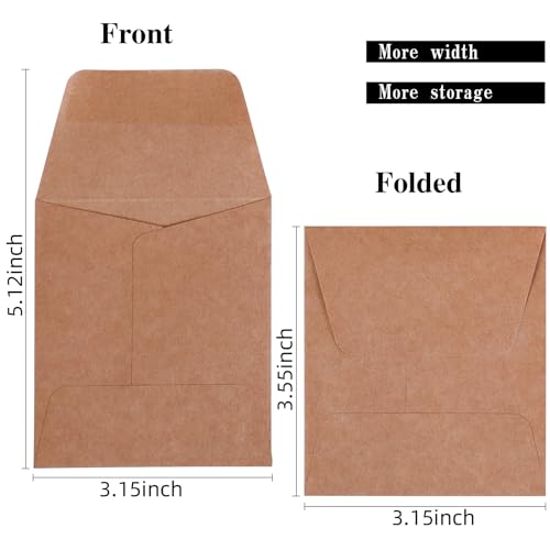 Tuhangcc 100 Pack Small Coin Envelopes 3.15 x 3.55 in Heavy Duty Kraft Self-Adhesive