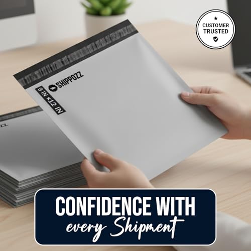 Shippozz 9x12 Waterproof Poly Mailers 200 Pack - Self Seal Shipping Bags for Clothes & Books