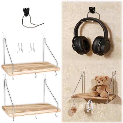 KjsEphitelian Silver 3-Pack Fabric Wall Cubicle Shelf with Headphone Hook Office Organizer