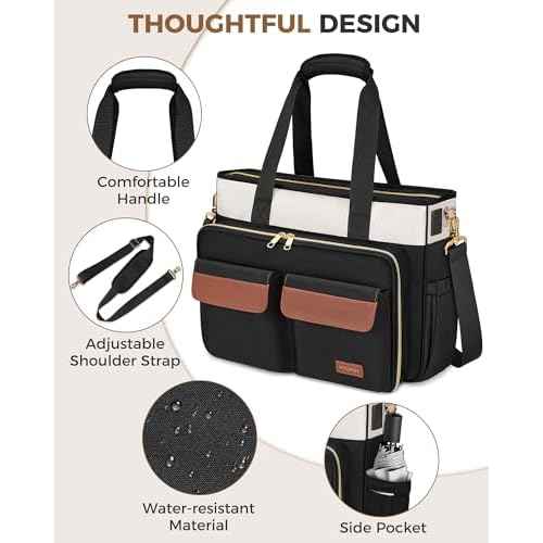 Ytonet Teacher Bag for Women, 15.6 Inch Laptop Tote Bag with Laptop Protective & Accordion File Pockets, Work Bags for Women Nurse Bags Professional Briefcase for Office, Business, College, Nursing