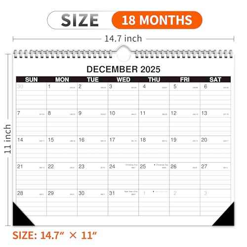 Wall Calendar 2025-2026, October 2025 to April 2027, 19 Months Calendar 14.7 * 11 Inch, Wall Calendar for Home or Office Planning and Organizing-White