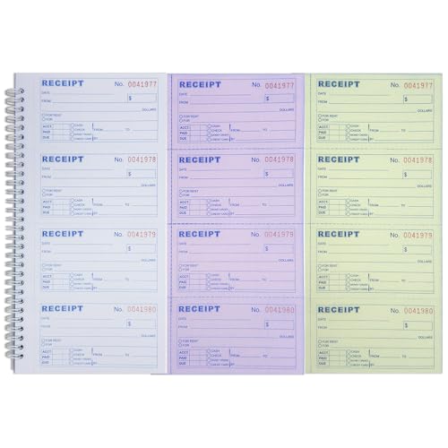 IWIZPRINT 3-Part Carbonless Money & Rent Receipt Book, 5-1/2 x 11, Spiral, 100 Sets