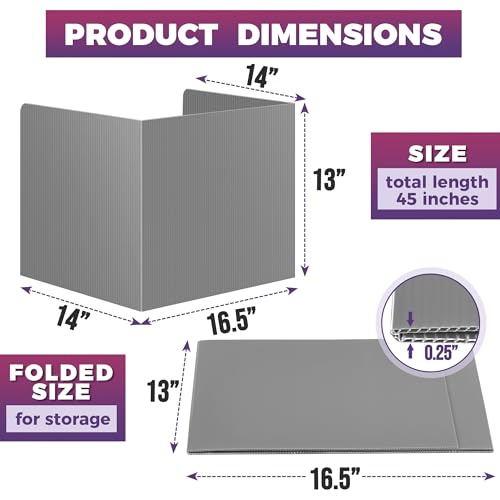 Grey 22-Pack Desk Dividers for Students Waterproof & Durable Classroom Privacy Shields - Easy-to-Clean Study Carrel Folders