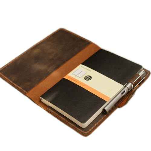 Distressed Leather 5 x 8.25" Notebook Cover Compatible with Moleskine Classic Cover Larger size, Portfolio Agenda Cover Diary Cover, 307M