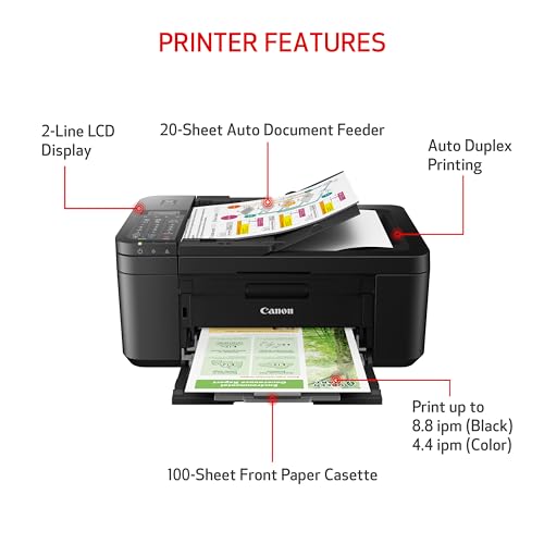 Canon PIXMA TR4720 BK Wireless All-in-One Printer with Auto Document Feeder