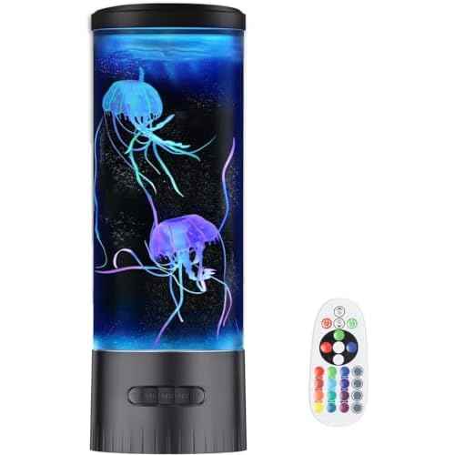 Jellyfish Lamp, Large Size Sensory Table Light for Kids Adults & Autism | Fake Aquarium Tank Desk Lamp for Home Office | Room Decor Mood Light, Unique Gift
