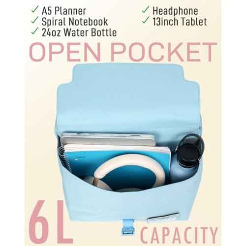 3 Ring Zipper Binder Bag with Handle and Shoulder Strap, 3-Inch D-Ring, Large Laptop Pocket, 5-Tab Expanding File Folder, School Supply Kit (Minor Blue)