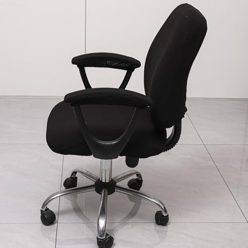 Melaluxe Black Office Chair Cover with Armrest Covers — Universal Stretch Desk Chair Slipcovers