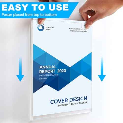 EHWINE 12 Pack 8.5x11 Wall Mount Acrylic Sign Holder, Acrylic Wall Sign Photo Menu Flyer Display Holder, Plastic Clear Picture Adhesive Frames for Office Business Store (Provide Mounting Screws)