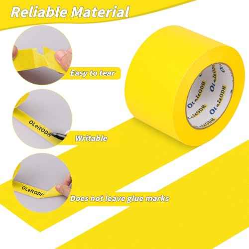 12 Rolls Yellow Painters Tape Bulk 2 inch x 660 Yards, Painters Masking Tape No Residue Wall Painting Tape Artist Tape Trim Edge Finishing Tape for Wall Painting Decoration DIY Supplies