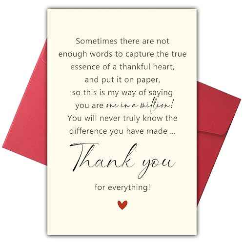 Lovely Thank You Card for Friend, Appreciation Card for Boss Coworker Teacher Mentor, Sweet Friendship Gifts for Him Her, One in A Million