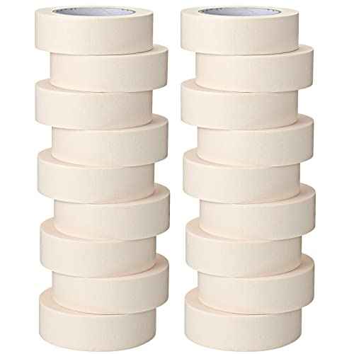 Fainne 18 Rolls Masking Tape Bulk 1.41 Inch Beige Wide Thin White Color Painters Tape for Painting Home Office School Stationery, 1.41 Inches x 55 Yards