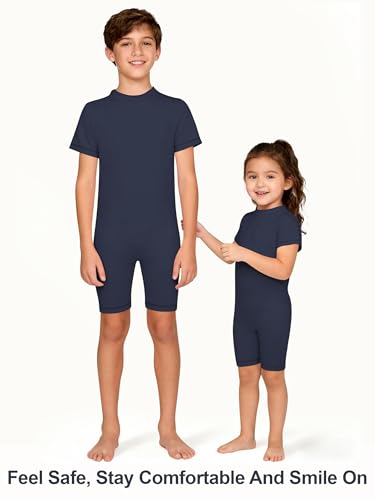 Kids Unisex Navy Back-Zip Adaptive Romper 5-6 Years for Autism & Special Needs