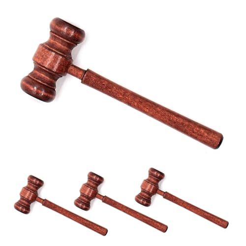 AUEAR 4 Pack Wooden Judge Gavel Mini Gavels Light Brown for Auction & Cosplay