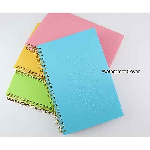 Spiral Notebook Journal,5.5" x 8.5" Plastic Hardcover College Ruled Notebook with 4 Colors,80 Sheets / 160 Pages Per Journal for Work,Study and Notes (light green,light blue,yellow,pink).