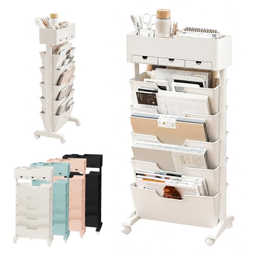 White 5-Tier Rolling Books Cart - Multi-Functional Storage Shelf