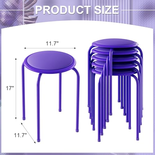 VECELO Purple 6-Piece Stackable Padded Stools for Classroom & Office
