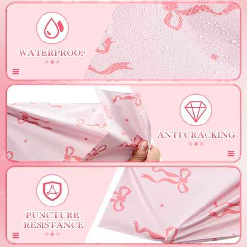 Faccito 150 Pcs Poly Mailer 14.5x19 Pink Bows Shipping Bags Heavy Duty Sealed Coquette Mailers Cute Large Pink Shipping Bags Waterproof and Tear Resistant Mailing Envelopes for Clothing Small Business