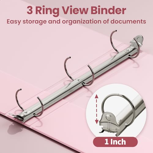 SUNEE Pink 1 Inch 3-Ring Binder Set, PVC-Free, 2 Pack, Office & School Supplies