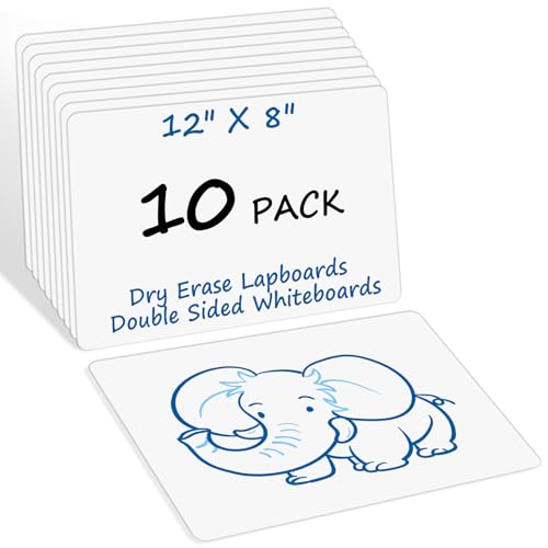 HSDAV 10 Pack Small Double-Sided Whiteboards - Blank Dry-Erase Boards for Office & Classroom (12x8 inches) - Variation: Blank Whiteboard