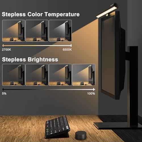 Monitor Light Bar with Remote Control, Eye-Care Computer Monitor Lamp Dimmable Screen Light Bar, No Screen Glare Home Office Gaming Desk Lamp