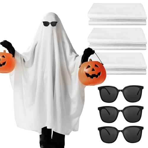 3 Sets Ghost Sheet Costume White Ghost Sheet Halloween Boo Costume for Adult Halloween Cosplay