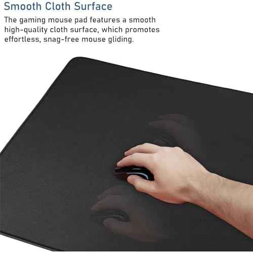 Large Extended Gaming Mouse Pad with Stitched Edges, 47.3 X 23.6 in Desk Pad Durable Non-Slip Natural Rubber Base, Waterproof Computer Keyboard Mat for Esports Pros, Gamer, Desktop, Black