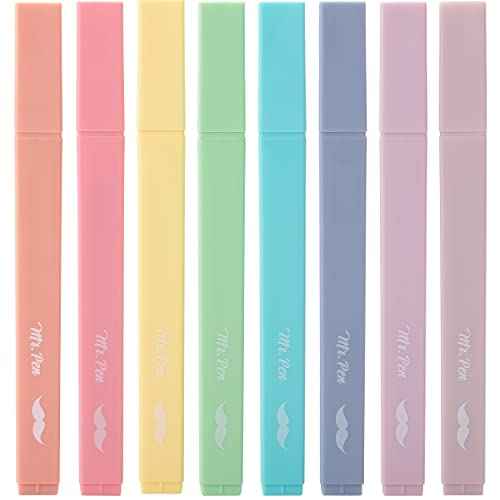 Mr. Pen- Aesthetic Cute Pastel Highlighters Set, 8 pcs, Chisel Tip, Candy Colors, No Bleed Bible Assorted Colors