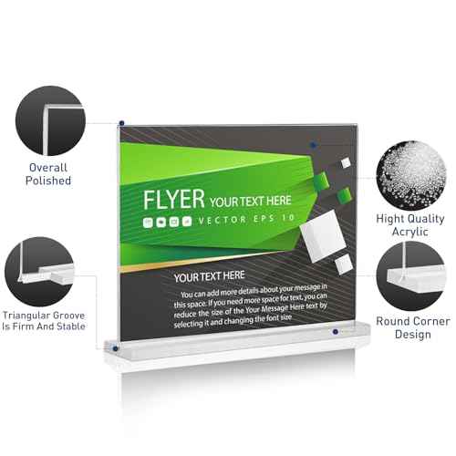 Acrylic Sign Holder 11x8.5 Horizontal Double-Sided Plastic Display Sign Holder for Table Menu, Flyer, Office Acrylic Sign Holer 6 Pack