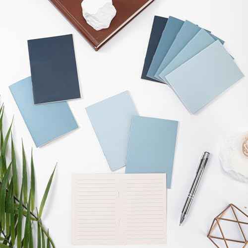 Eaasty 100 Pcs Mini Notebooks Bulk Small Pocket Notepads Journals Lined Paper Gradual Color Cover Paper for Nurse Teacher Meetings Classroom Coworker Employee Office Christmas Party Favor (Blue)