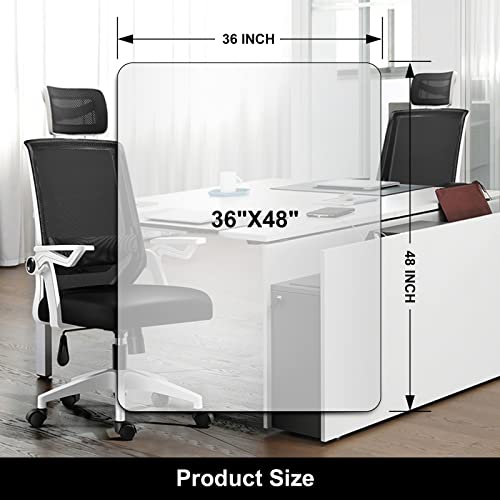 Kuyal 36" x 48" Office Chair Mat for Hard Floors - Rectangle, Anti-Slip, Eco PVC