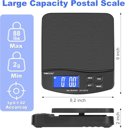 Thinksale 88lb Digital Shipping Scale with 0.1oz Accuracy, Black / S2 Variation