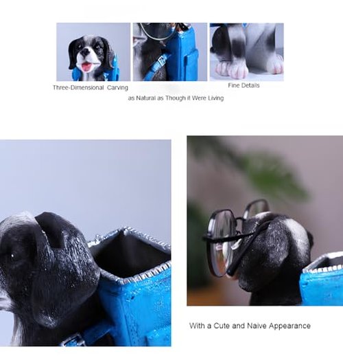MQMCPDS Cute Dog Pen Holder - Non-toxic Resin Material: A Creative Desktop Organizer Ideal for Home, Office & School Unique Decorative Accessory –Gift for Dog Owners Pet Lovers(white)