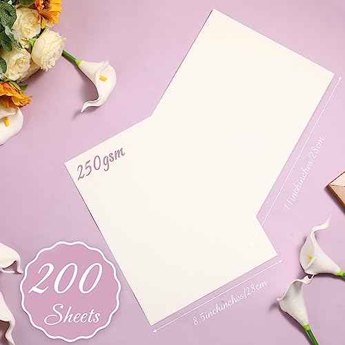 Geosar 200 Sheets Linen Cardstock Paper 8.5 x 11 Invitation Textured Card Stock Heavyweight 92lb 250gsm DIY Arts Holiday Making Printer Index Cards Postcards Blank Note Greeting(Cream)