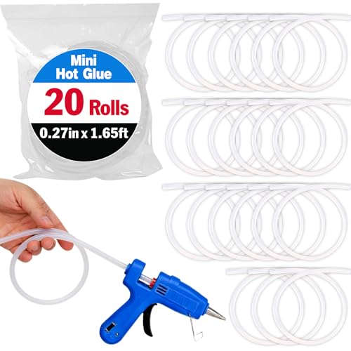 YesBes 20 Pack Mini Hot Glue Sticks 1.65 ft x 0.27