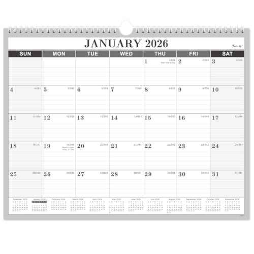 2026 Calendar - 2026 Wall Calendar, Jan. 2026 - Dec. 2026, 14.6'' x 11.4", Large Wall Calendar with Highlighted Holidays, Twin-Wire Binding, Calendar for Planning