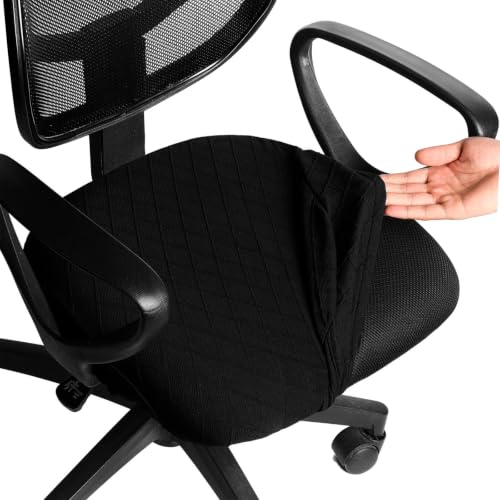 Melaluxe Stretch Jacquard Office Chair Cover - Black, Removable Washable Slipcover for 15-21 in Seat, 1.3-2.5 in Thick