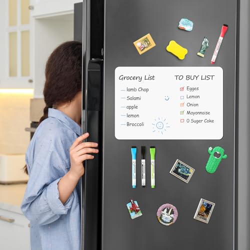 VITEVER 2 Pack Magnetic Dry Erase Boards for Fridge 12x8 inch with Markers & Eraser