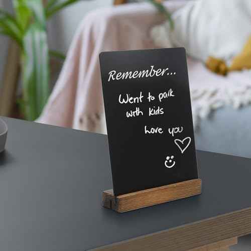 Desktop Chalkboard Sign Double-Sided Chalkboard with Wooden Base (3 Pack 7.9x5.1)