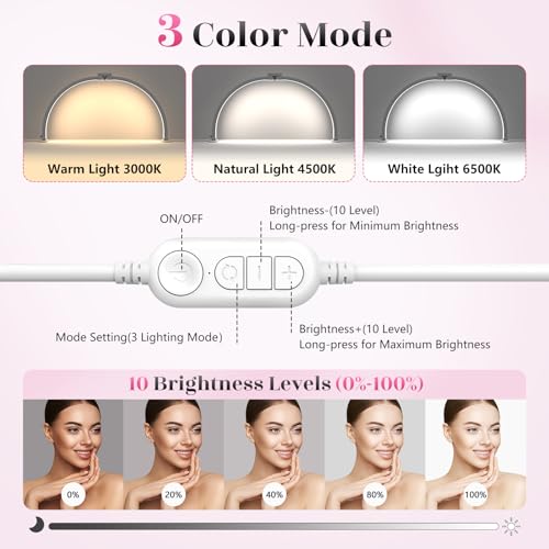 Yokilly Foldable 29-Inch Half Moon Nail Desk Light White - Adjustable, Energy-Efficient LED for Nail Art